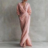 Damen-Wickelmaxikleid mit V-Ausschnitt