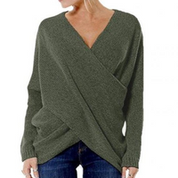 Damen-Wickelpullover mit V-Ausschnitt
