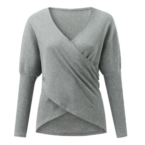 Damen-Wickelpullover mit V-Ausschnitt