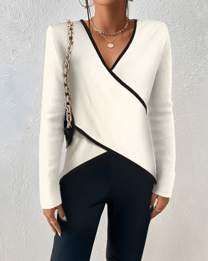 Damen-Wickelpullover mit V-Ausschnitt