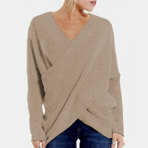 Damen-Wickelpullover mit V-Ausschnitt