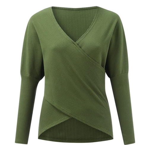 Damen-Wickelpullover mit V-Ausschnitt
