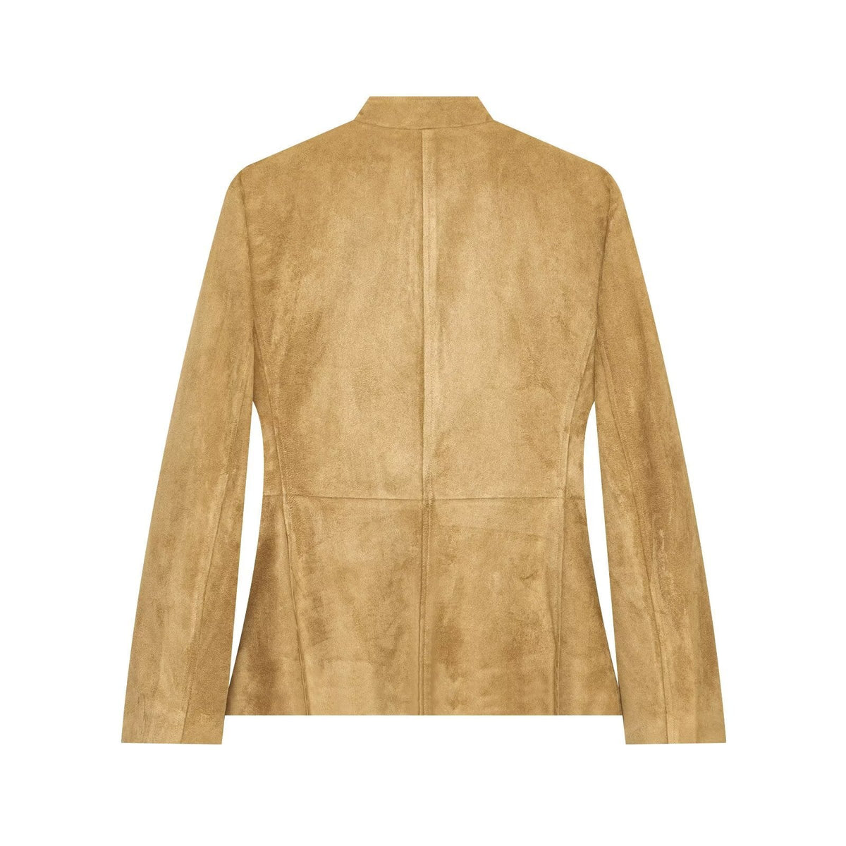 Damen-Wildlederjacke im Military-Stil mit Stehkragen