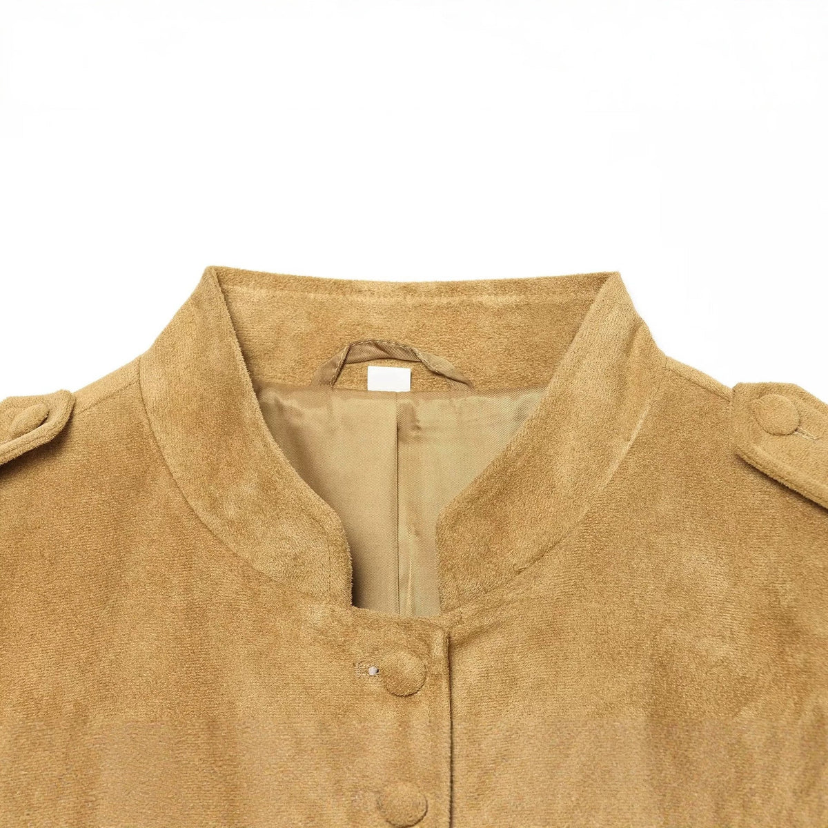 Damen-Wildlederjacke im Military-Stil mit Stehkragen