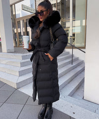 Damen-Winter-Puffer-Mantel mit Gürtel