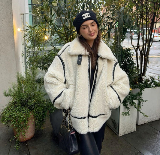 Damen-Winterjacke aus Sherpa-Fleece