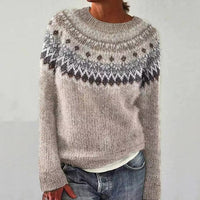 Damen-Winterpullover mit Fair-Isle-Muster und Rundhalsausschnitt