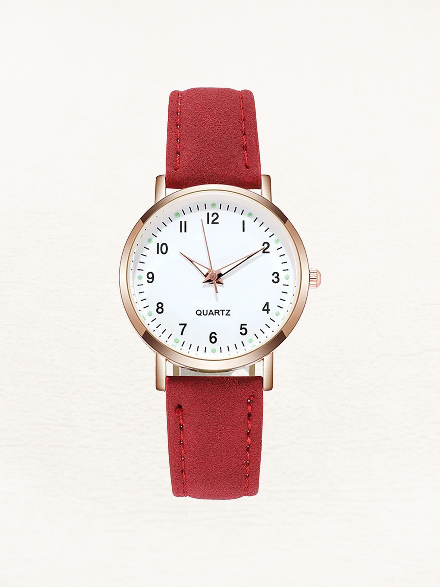 Damenarmbanduhr aus Leder in Roségold