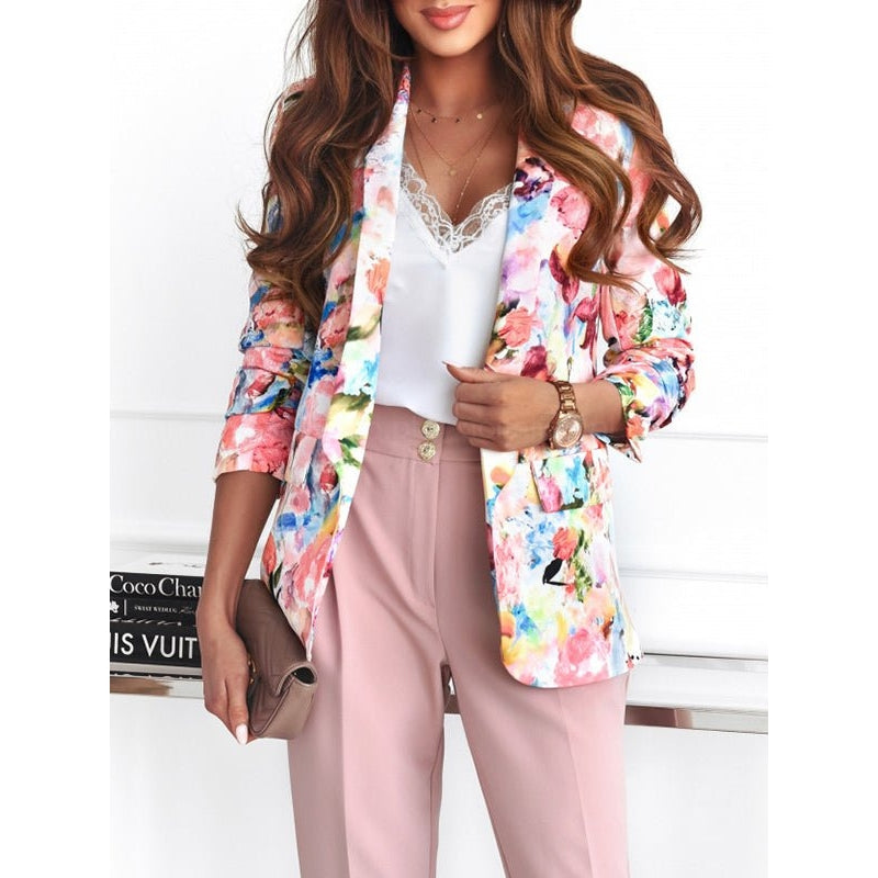 Damenblazer mit botanischem Muster