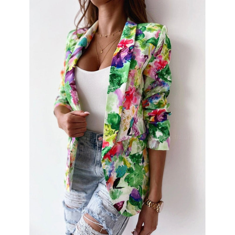 Damenblazer mit botanischem Muster