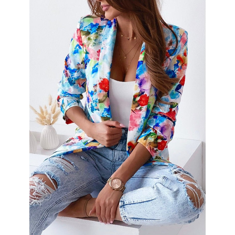Damenblazer mit botanischem Muster
