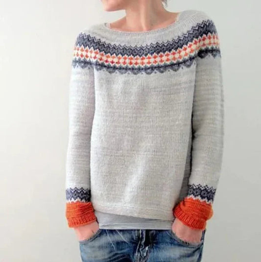 Damenpullover mit Fair-Isle-Muster und Rundhalsausschnitt