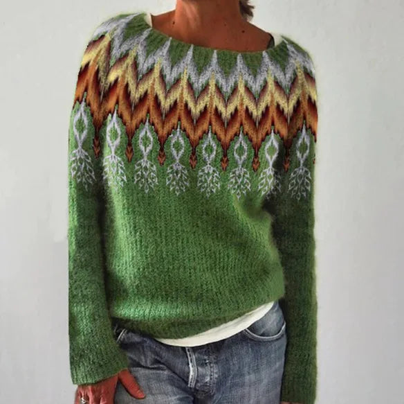 Damenpullover mit Fair-Isle-Muster und Rundhalsausschnitt