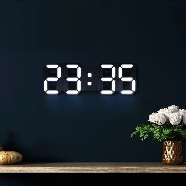 Digitale 3D-LED-Wanduhr – Moderne Anzeige mit dimmbarem Licht