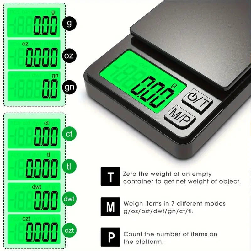 Digitale Taschenwaage – 1000 g Kapazität, 0,1 g Genauigkeit