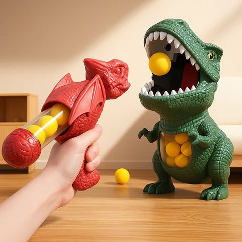 Dinosaurier-Schießspiel für Kinder mit weichen Schaumstoffbällen und Zielscheibe