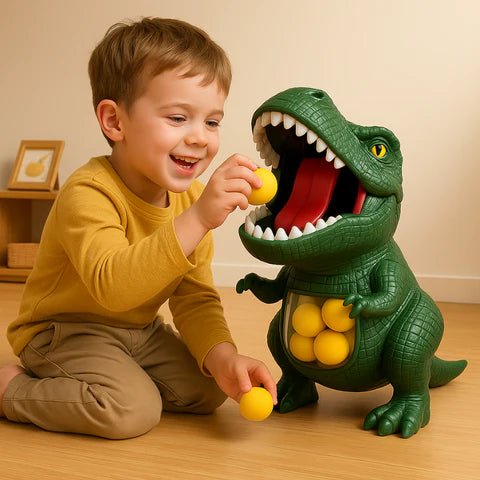 Dinosaurier-Schießspiel für Kinder mit weichen Schaumstoffbällen und Zielscheibe