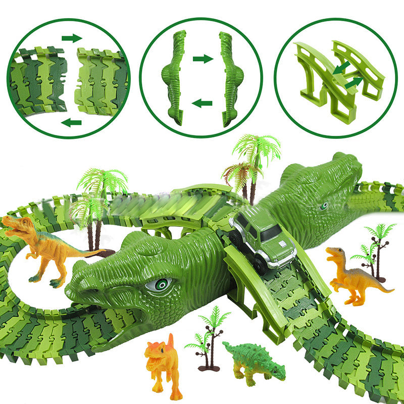 Dinosaurier-Spielzeug-Set – 360°-Abenteuer-Rennbahn mit Licht und Sound
