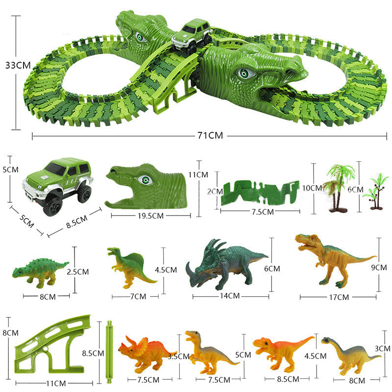 Dinosaurier-Spielzeug-Set – 360°-Abenteuer-Rennbahn mit Licht und Sound