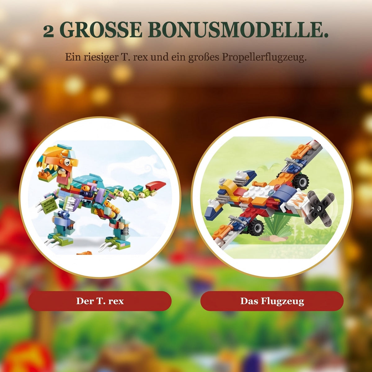 Dinosaurier- und Fahrzeug-Adventskalender, 24 Mini-Modelle mit großem T. rex