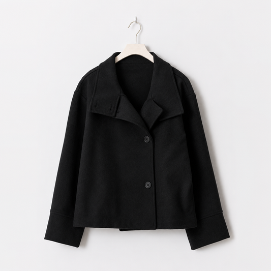 Doppelreihige kurze Jacke im Luxusstil aus warmem Material