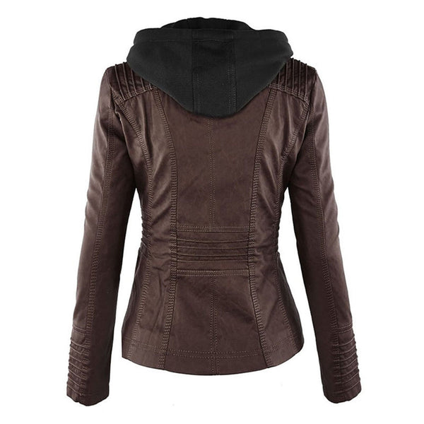 Doppelt gefütterte Lederjacke mit Kapuze – warme und stilvolle Damenjacke