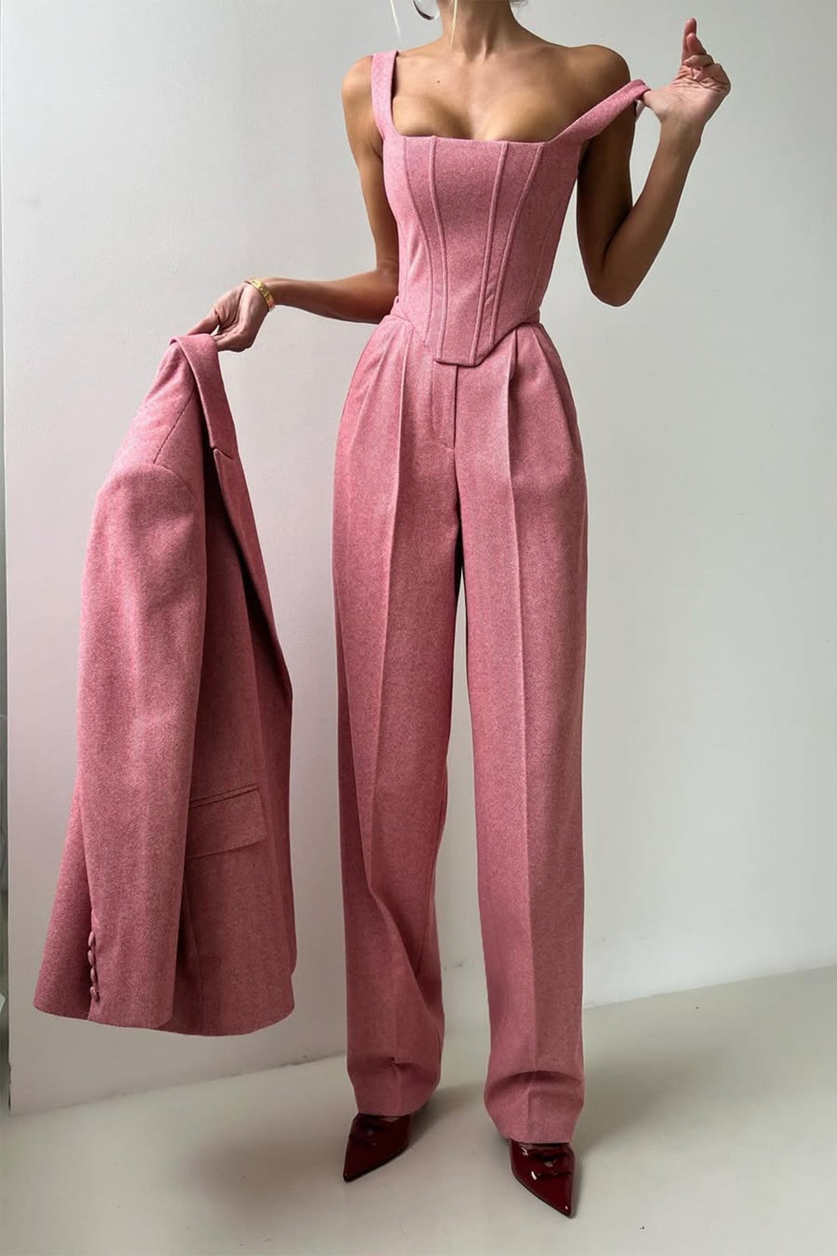 Dreiteiliges Set mit zweireihigem Blazer