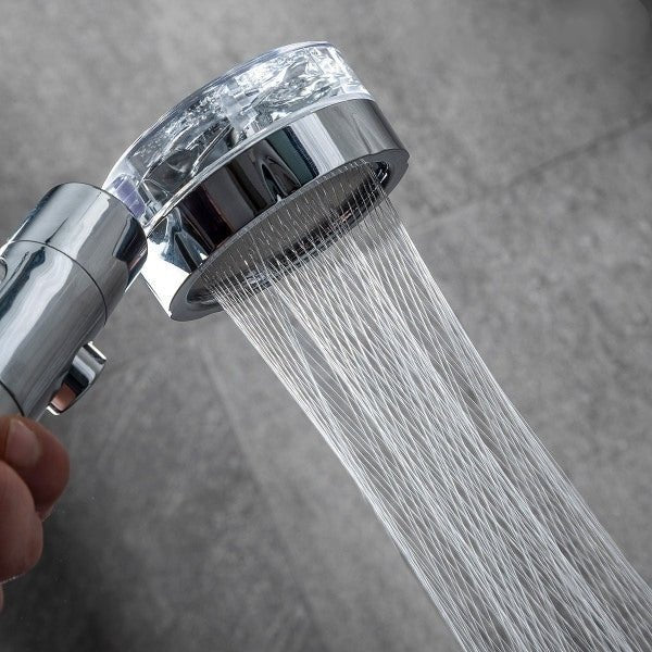 Duschkopf aus Metall mit Mikrodüsen, 360° drehbar, Ein-/Ausschalter, druckerhöhend und wassersparend