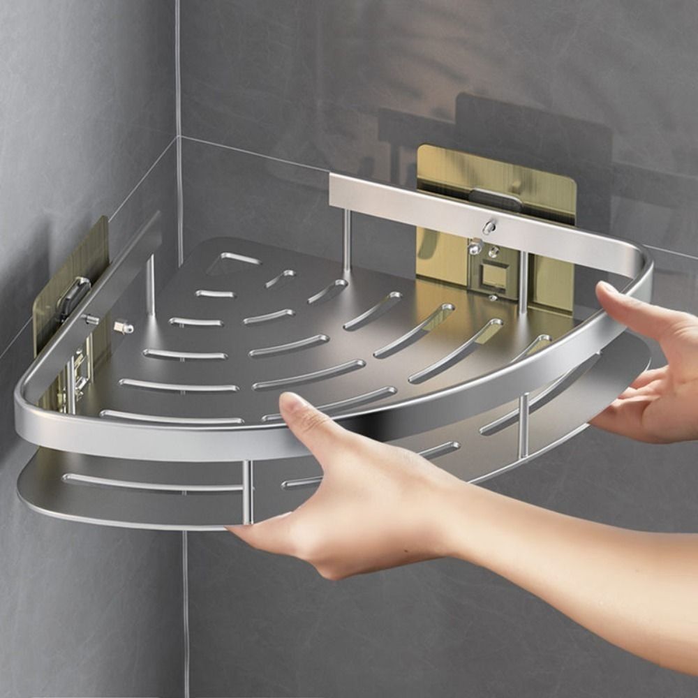 Eck-Badezimmerregal aus Aluminium – Funktionaler Organizer für Shampoo und Zubehör