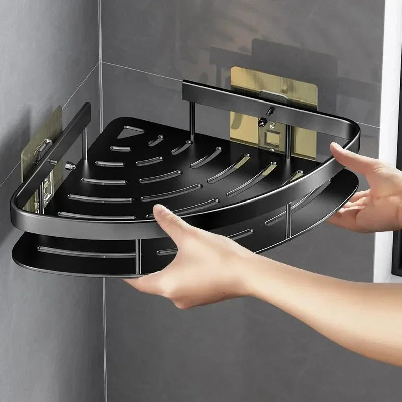 Eck-Badezimmerregal aus Aluminium – Funktionaler Organizer für Shampoo und Zubehör