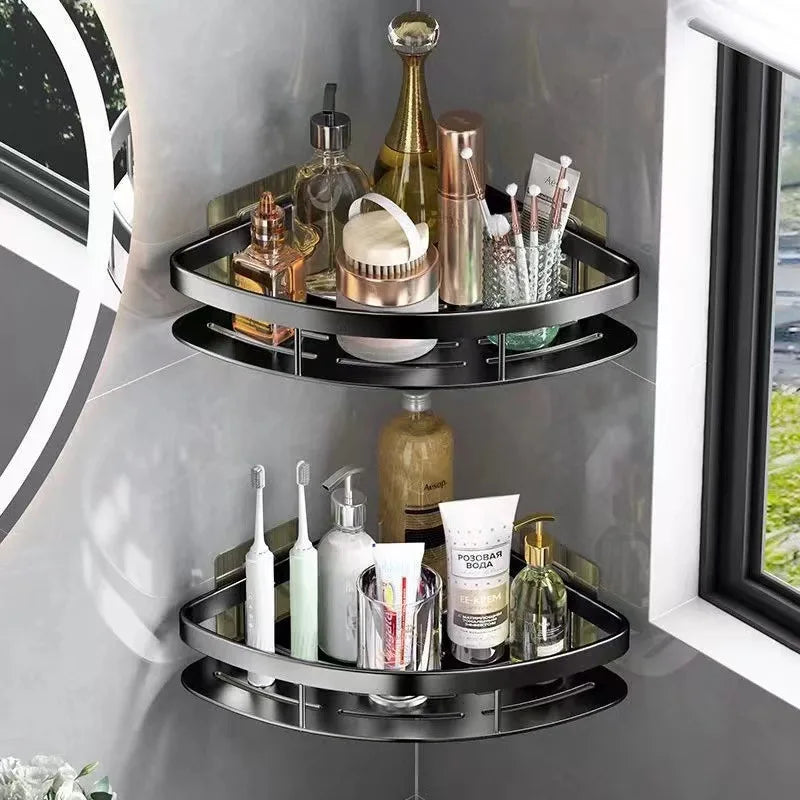 Eck-Badezimmerregal aus Aluminium – Funktionaler Organizer für Shampoo und Zubehör