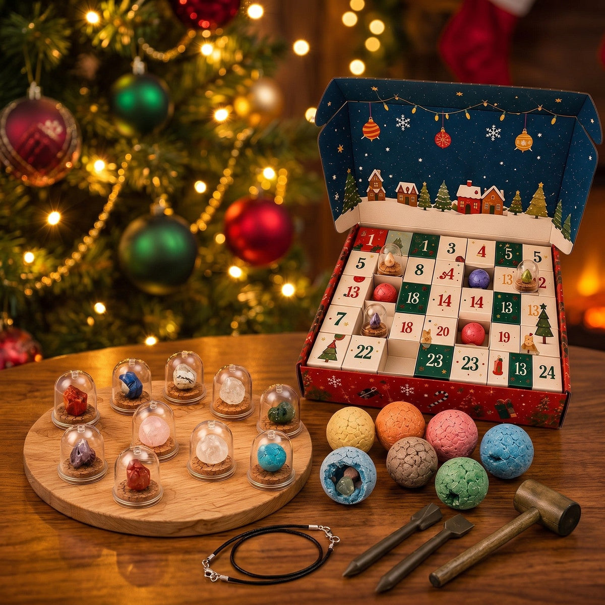 Edelstein-Ausgrabungs-Adventskalender für Kinder, 24 Tage voller verborgener Schätze