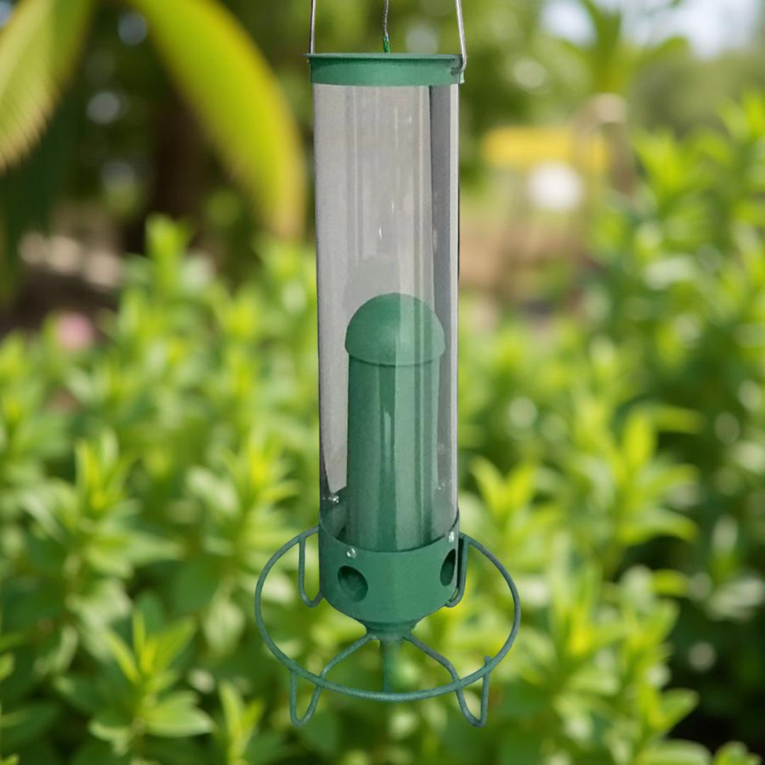 Eichhörnchensichere Röhren-Vogelfutterstation aus Metall zum Aufhängen für Garten und Außenbereich