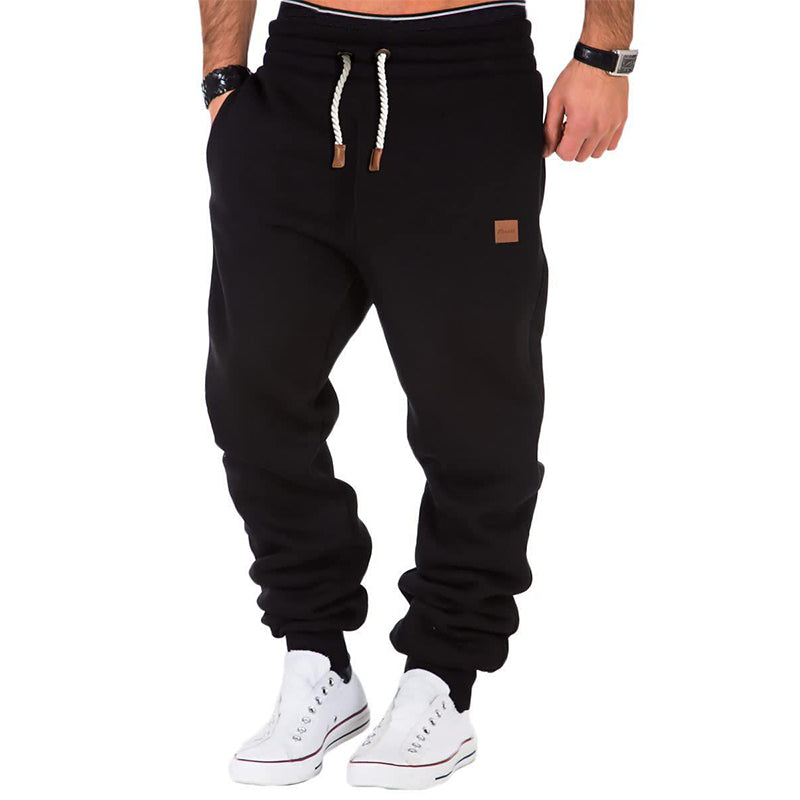 Einfarbige Herren-Jogginghose mit Kordelzug und elastischem Bund