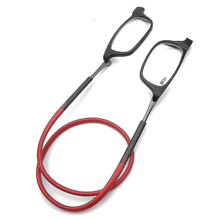 Einstellbare Lesebrille mit magnetischem Nackenband