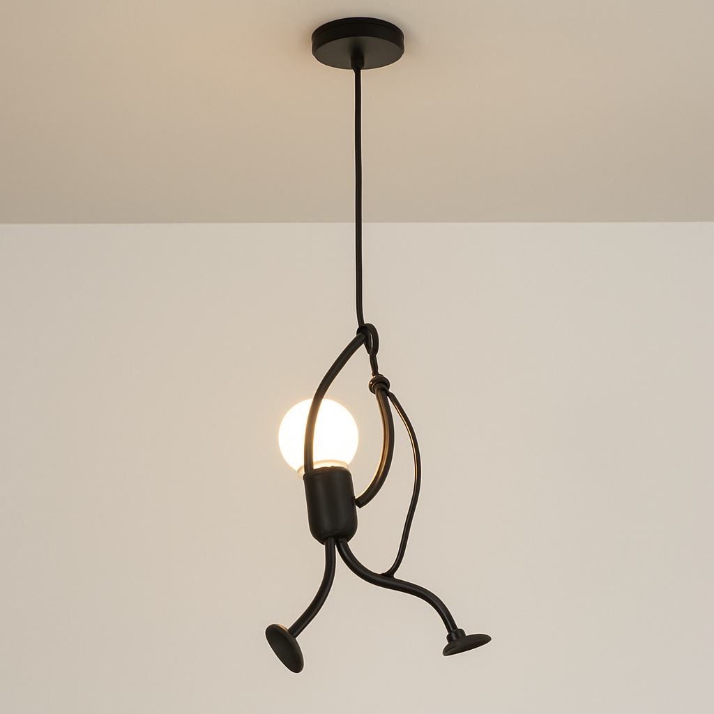 Einzigartige Wandlampe: Skulptur eines kletternden Mannes im Industrial-Design, skandinavische Wandbeleuchtung