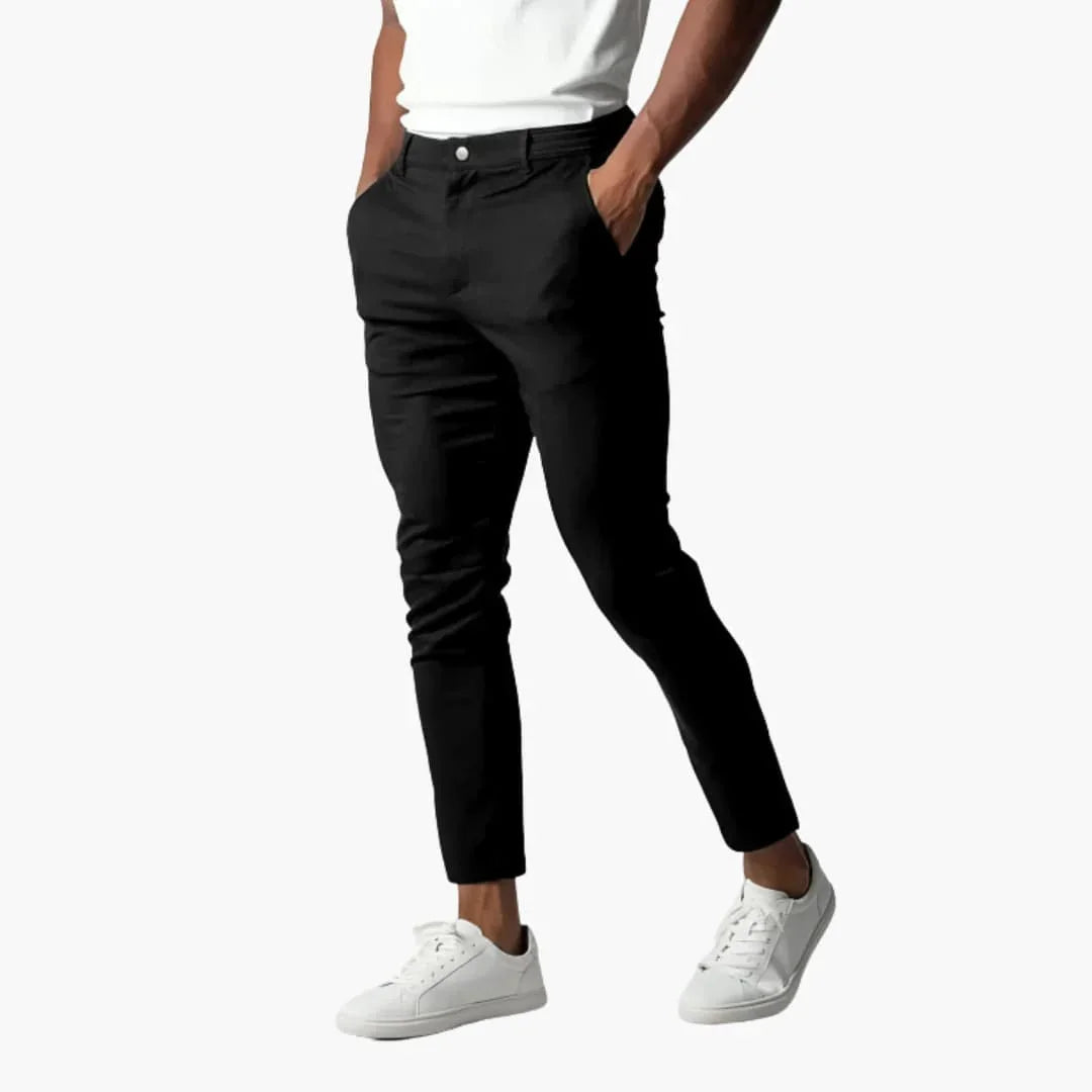 Elastische Herren-Chinohose mit Bund und geradem Bein