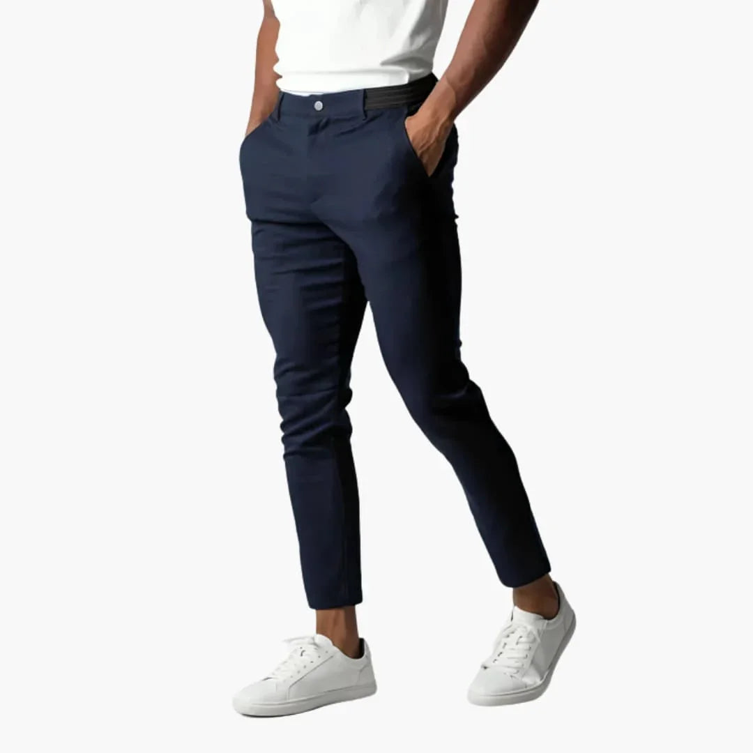 Elastische Herren-Chinohose mit Bund und geradem Bein