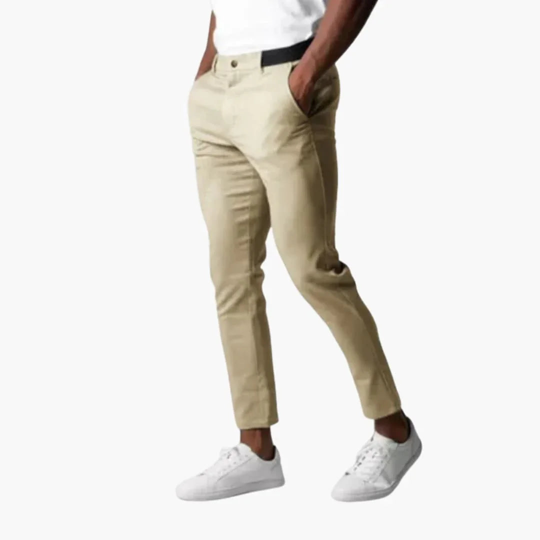 Elastische Herren-Chinohose mit Bund und geradem Bein