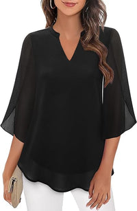 Elegante Bluse aus fließendem Stoff mit 3/4-Ärmeln