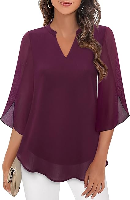 Elegante Bluse aus fließendem Stoff mit 3/4-Ärmeln