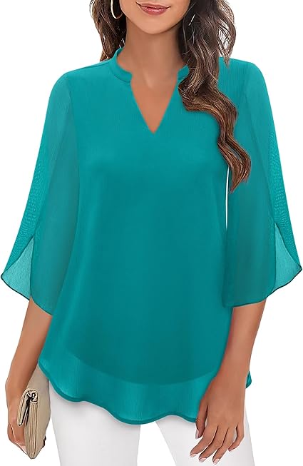 Elegante Bluse aus fließendem Stoff mit 3/4-Ärmeln
