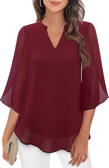 Elegante Bluse aus fließendem Stoff mit 3/4-Ärmeln