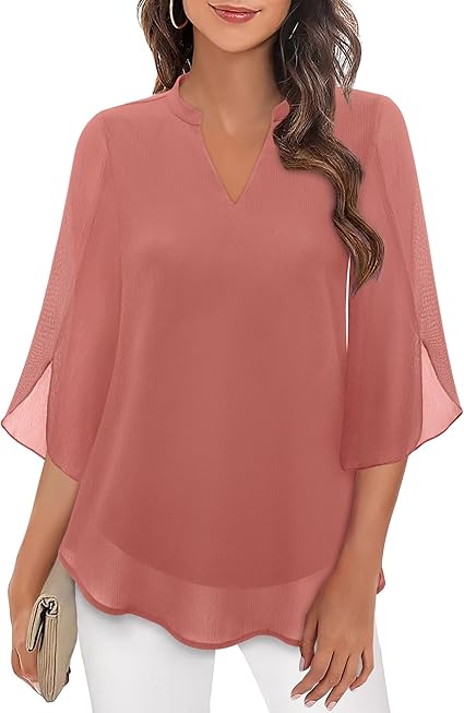 Elegante Bluse aus fließendem Stoff mit 3/4-Ärmeln