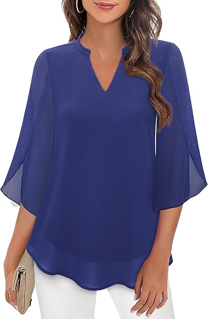 Elegante Bluse aus fließendem Stoff mit 3/4-Ärmeln