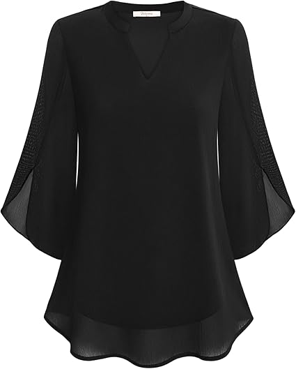 Elegante Bluse aus fließendem Stoff mit 3/4-Ärmeln