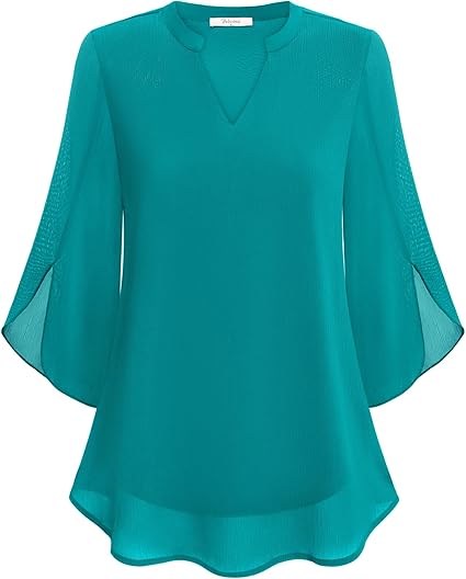 Elegante Bluse aus fließendem Stoff mit 3/4-Ärmeln