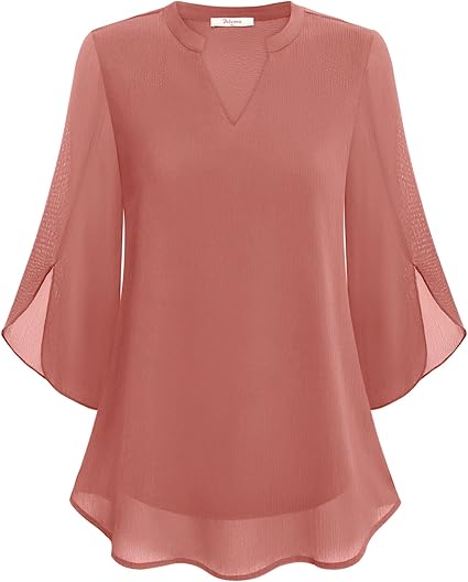 Elegante Bluse aus fließendem Stoff mit 3/4-Ärmeln