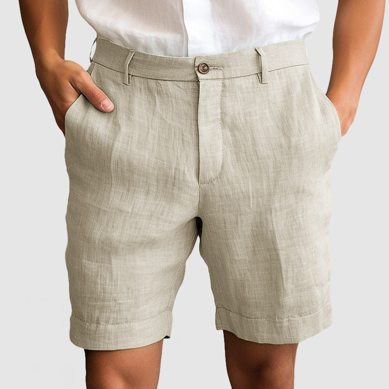 Elegante Herren-Shorts ohne Bundfalten mit Umschlag