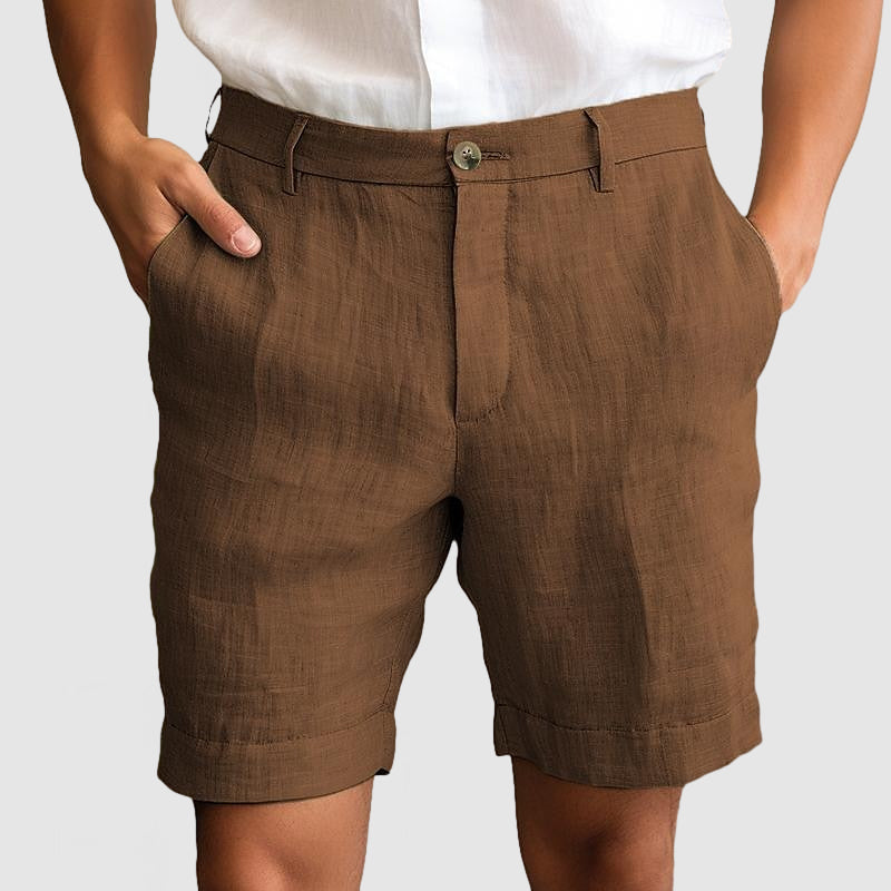 Elegante Herren-Shorts ohne Bundfalten mit Umschlag